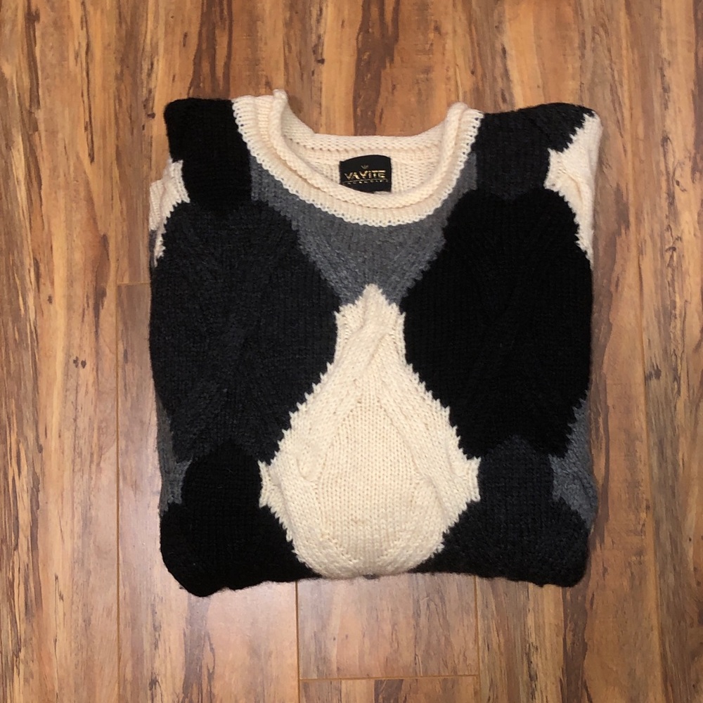 Chunky 90s Argyle Wool Sweater CABINCORE
